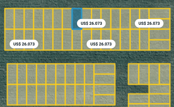Lotes con precios en el mapa
